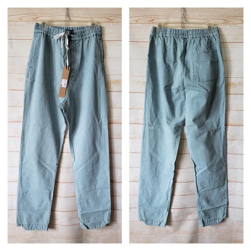 Ksubi Denim Track Pants Elasticated Waistband Drawstring Classic Men Size Small